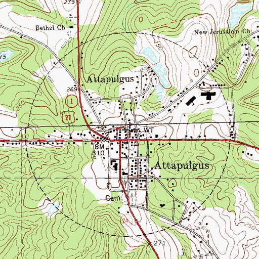 Topographic Map of Decatur County Fire and Rescue Station 230, GA