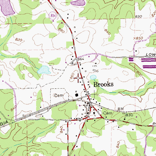 Topographic Map of Fayette County Fire and Emergency Services Station 6, GA