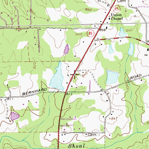 Topographic Map of Fayette County Fire and Emergency Services Station 5, GA