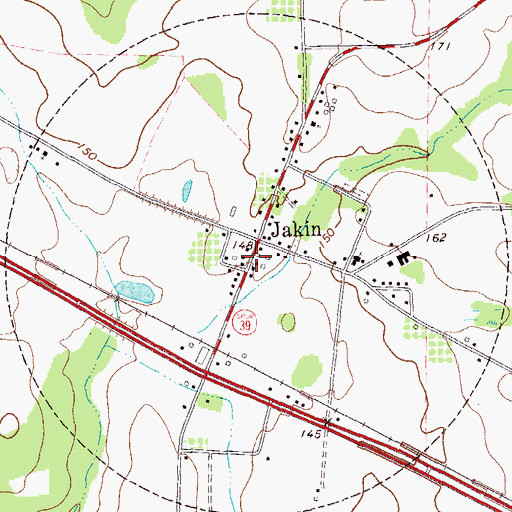 Topographic Map of Early County Fire Department Jakin Station, GA