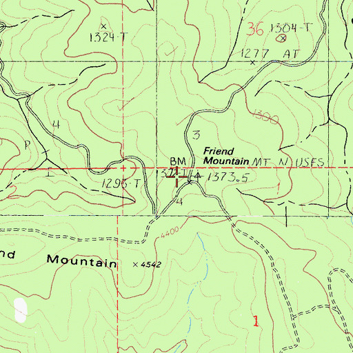 Topographic Map of Friend Mountain, CA