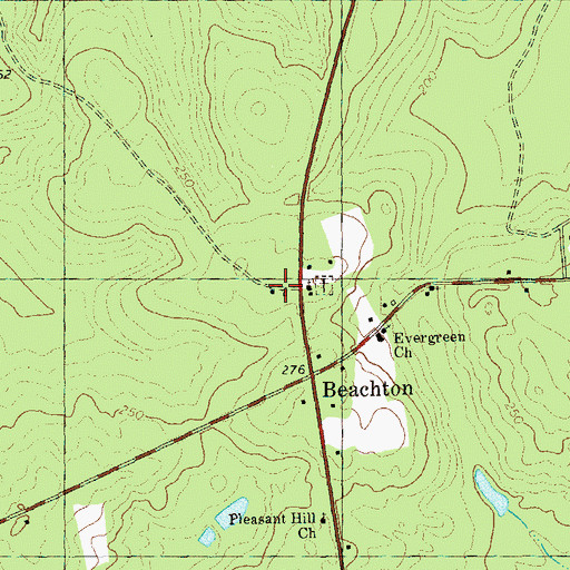 Topographic Map of Grady County Volunteer Fire Department Beachton Station, GA