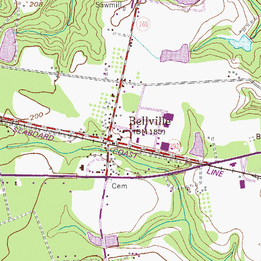 Topographic Map of Bellville Volunteer Fire Department, GA