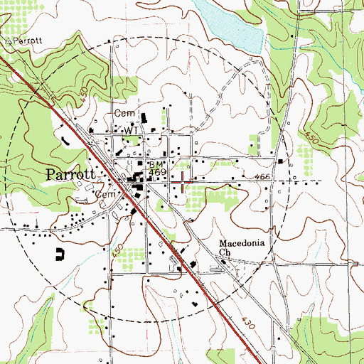 Topographic Map of Parrott Volunteer Fire Department, GA