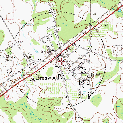 Topographic Map of Bronwood Fire Department, GA
