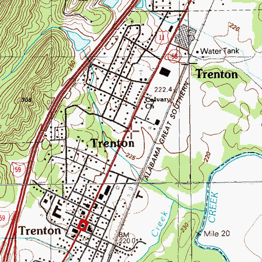 Topographic Map of Trenton Fire Department, GA