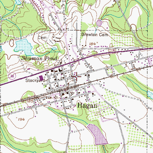 Topographic Map of Hagan Fire Department, GA