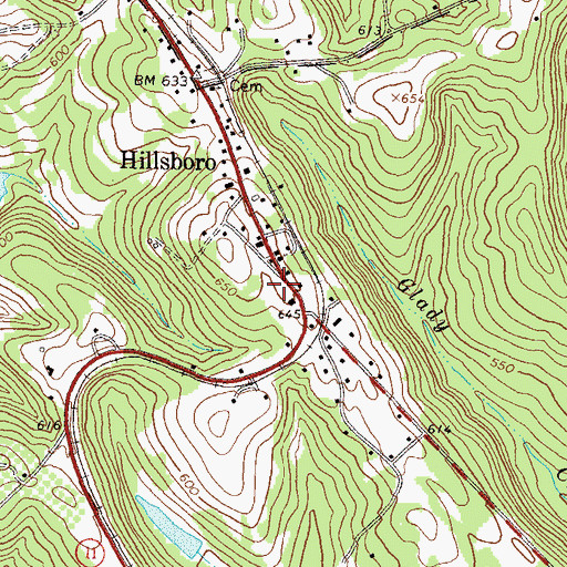 Topographic Map of Jasper County Emergency Services Station 4 Hillsboro, GA