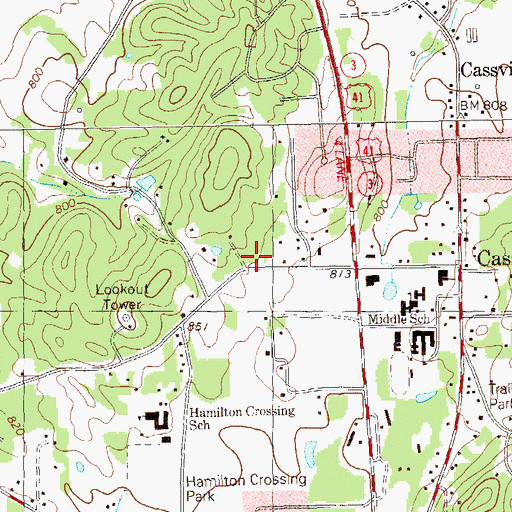 Topographic Map of Bartow County Fire Department Station 2, GA