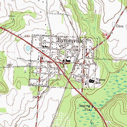 Topographic Map of Dooly County Fire Department Byromville Station, GA