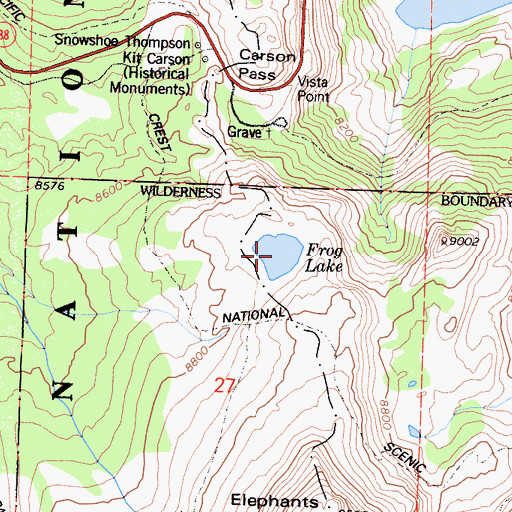 Topographic Map of Frog Lake, CA