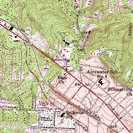 Topographic Map of Macon - Bibb County Fire Department Station 3, GA