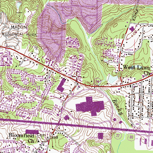 Topographic Map of Macon - Bibb County Fire Department Station 8, GA