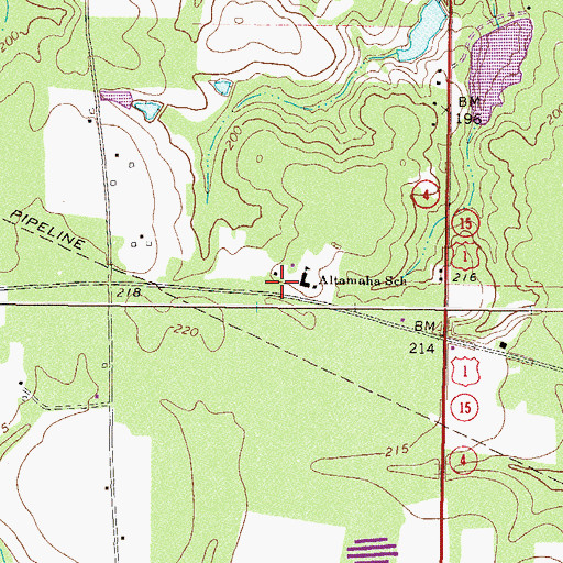 Topographic Map of Appling County Fire Department Altamaha Station, GA