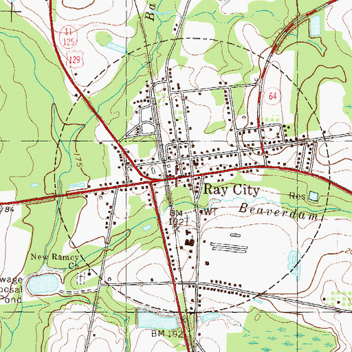 Topographic Map of Ray City Volunteer Fire Department, GA