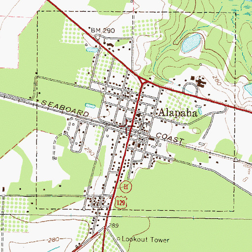 Topographic Map of Alapaha Volunteer Fire Department, GA