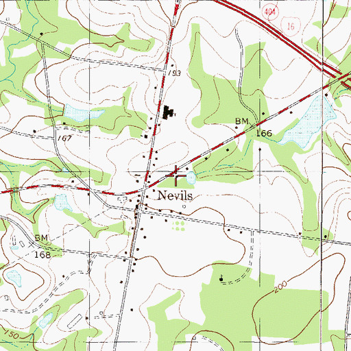 Topographic Map of Nevils - Denmark Fire Department, GA