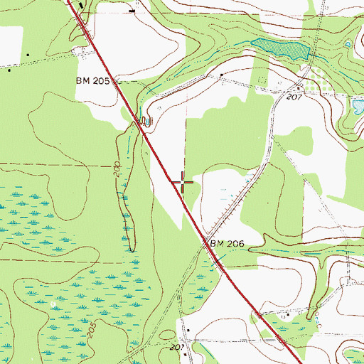 Topographic Map of Warnock Volunteer Fire Station, GA