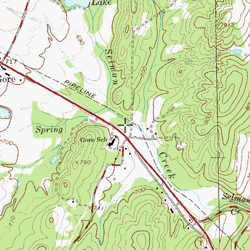 Topographic Map of Gore Area Volunteer Fire Department, GA