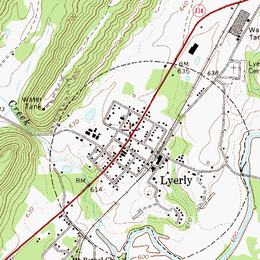 Topographic Map of Lyerly Volunteer Fire Department, GA