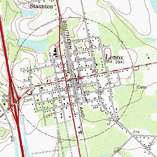 Topographic Map of Lenox Volunteer Fire Department, GA