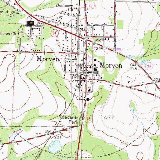 Topographic Map of Morven - North Brooks Fire Department, GA