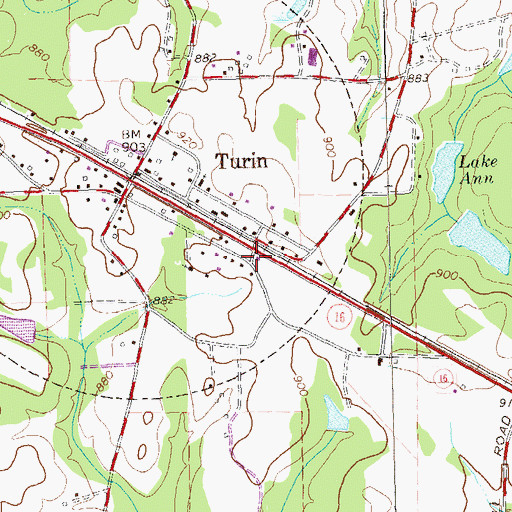 Topographic Map of Coweta County Fire Department Station 3, GA