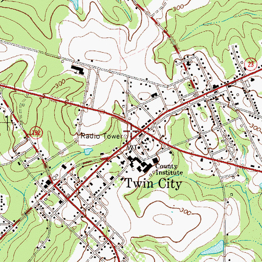 Topographic Map of Twin City Emergency Medical Services, GA