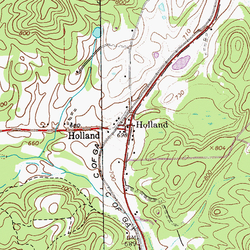 Topographic Map of Holland Volunteer Fire Department, GA
