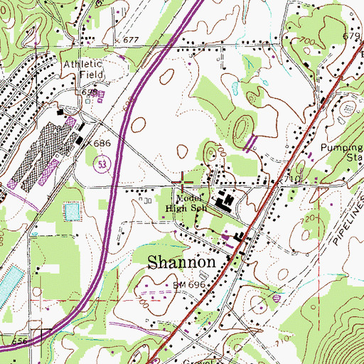 Topographic Map of Rome - Floyd County Fire Department Station 9, GA
