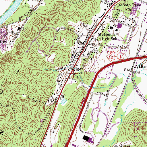 Topographic Map of Rome - Floyd County Fire Department Station 2, GA