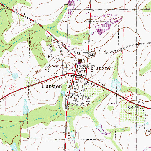 Topographic Map of Colquitt County Volunteer Firefighters Association Fire Station 81 Funston, GA