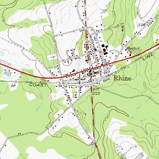 Topographic Map of Rhine Volunteer Fire Department, GA