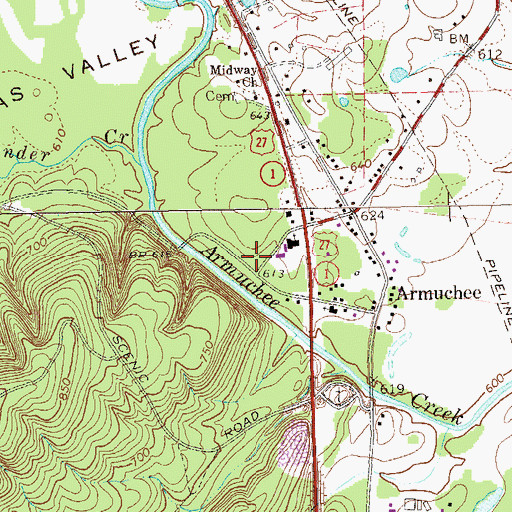 Topographic Map of Rome - Floyd County Fire Department Station 8, GA