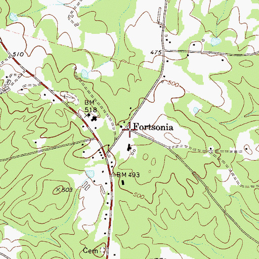 Topographic Map of Elbert County Fire Department Fortsonia Station, GA