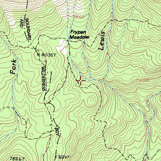 Topographic Map of Frypan Meadow, CA