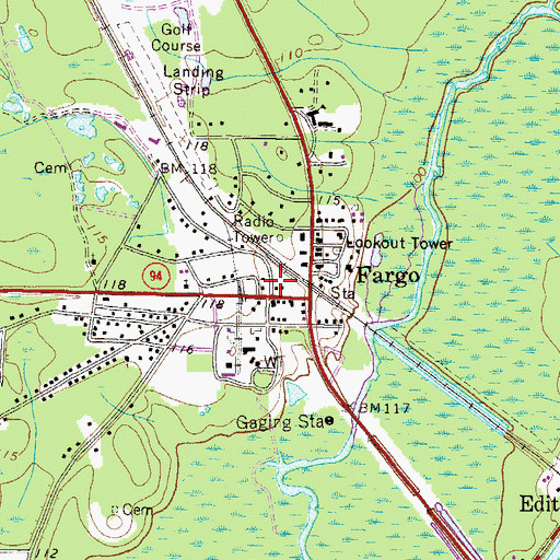 Topographic Map of Clinch County Fire Department Station 3 - Fargo Volunteer Fire Station, GA