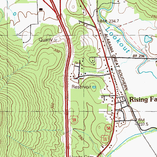Topographic Map of South Dade Fire Department, GA