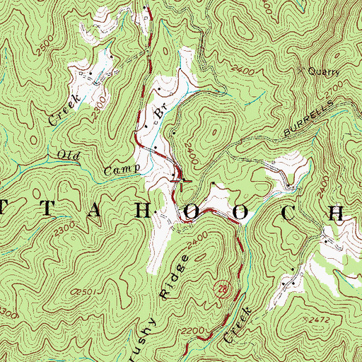 Topographic Map of Satolah Volunteer Fire Department, GA