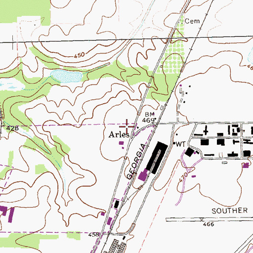 Topographic Map of Americus Fire and Emergency Services Station 2, GA