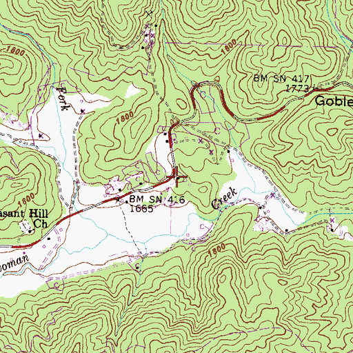 Topographic Map of Warwoman Volunteer Fire Department, GA