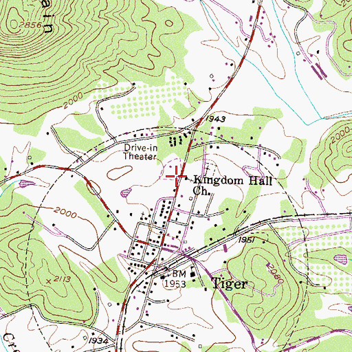 Topographic Map of Tiger Volunteer Fire Department, GA