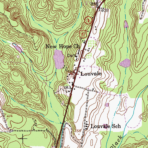 Topographic Map of Louvale Community Fire Department, GA
