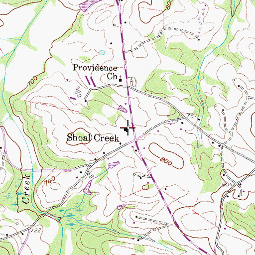 Topographic Map of Hart County Fire Department Station 4 Shoal Creek, GA