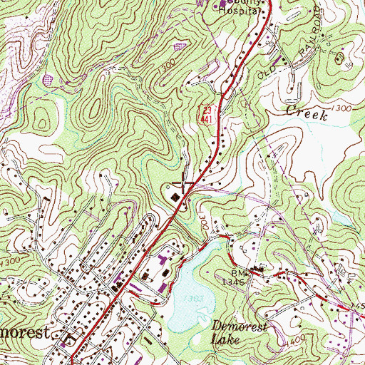 Topographic Map of Demorest Fire Department, GA