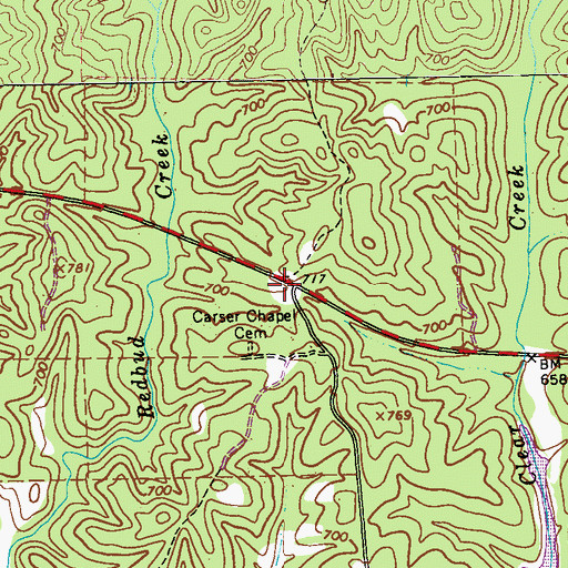 Topographic Map of Cooksville Fire Department Station 8, GA