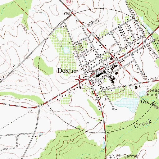 Topographic Map of Dexter Volunteer Fire Department, GA