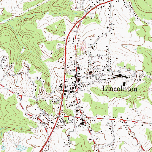 Topographic Map of Lincolnton Volunteer Fire Department, GA