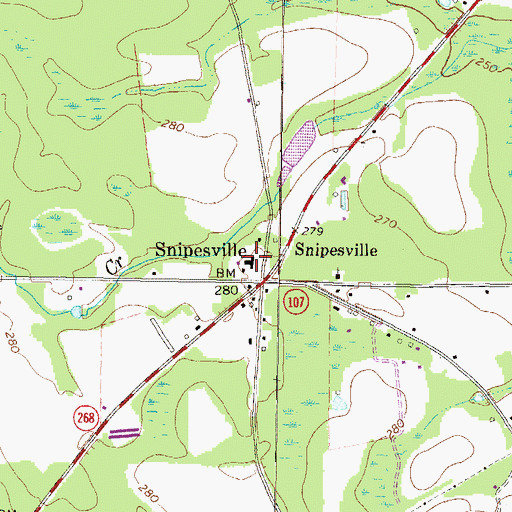 Topographic Map of Jeff Davis County Fire Department Station 5 Snipesville, GA