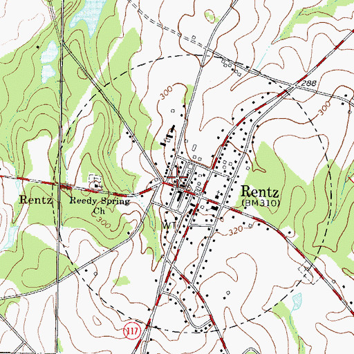 Topographic Map of Rentz Fire Department, GA